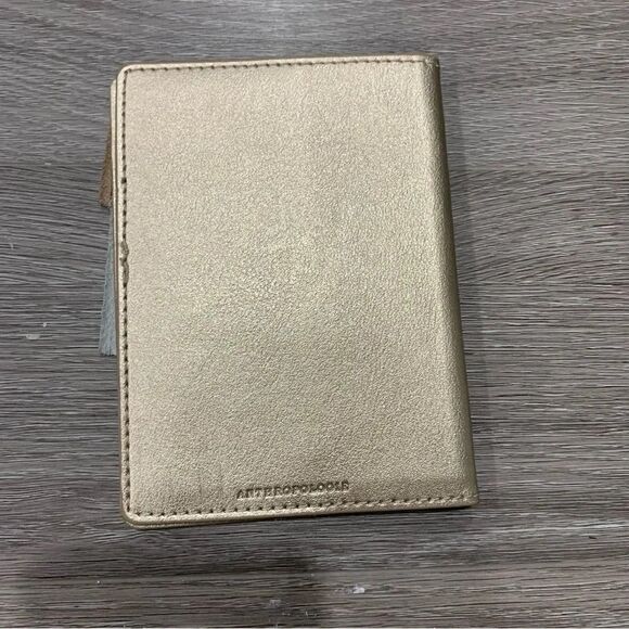 Anthropologie passport cover fringe gold white blue - Picture 3 of 4